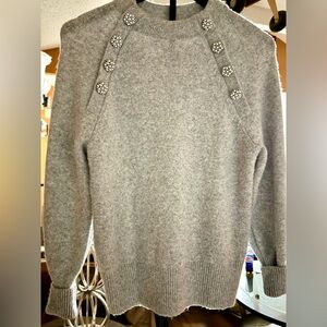 Ann Taylor Gray Sweater with Embellished Rose Accents Size XXS Womens or XL girl